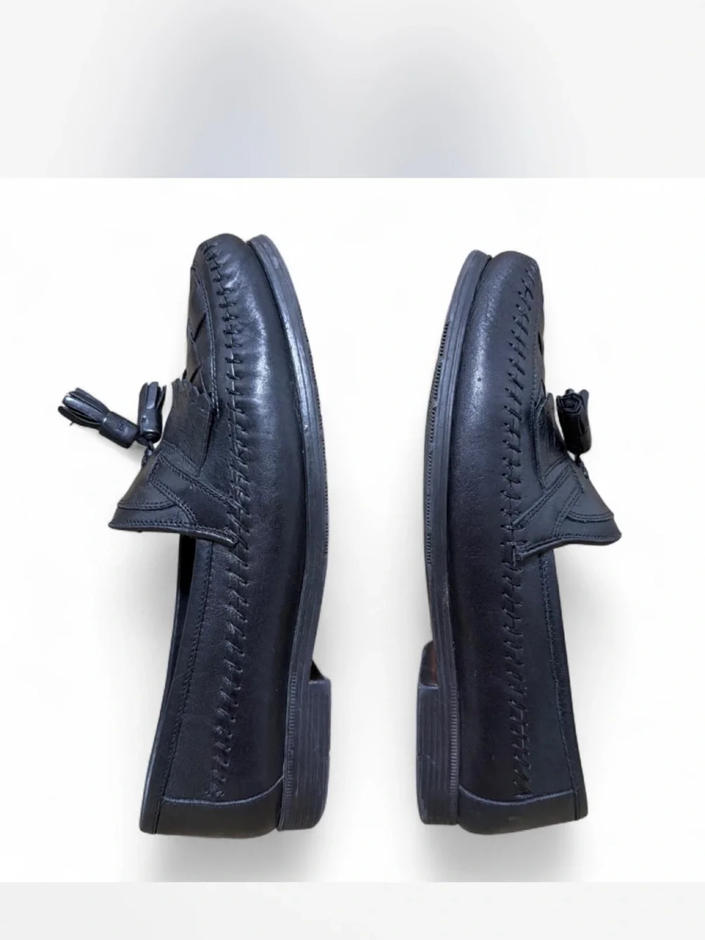 Giorgio Brutini Black Tassel Woven Leather Loafers Sz 8.5 D (Men) 9 (Women)